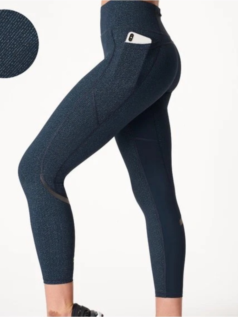 Sweaty Betty Zero Gravity 7/8 Leggings Beetle Blue Glitter Print Size Small